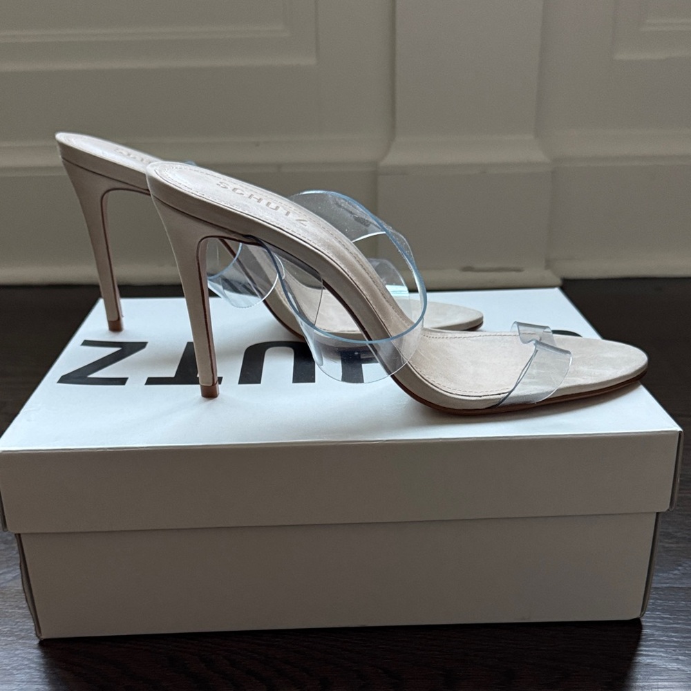 SCHUTZ Transparent and Beige Heels
